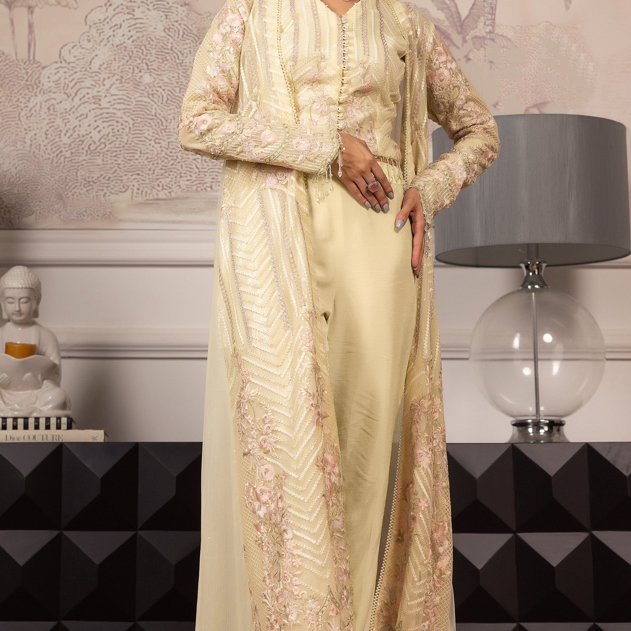 Threads and Motifs | Formal Dresses 25 | Net Embroidered Jacket With Embroidered Blouse