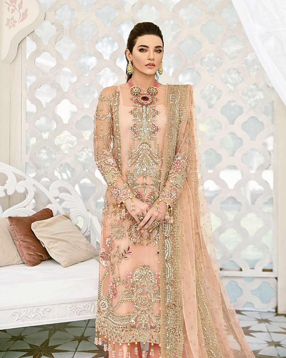 Gulaal | Wedding Formals | VOIR EMBROIDERED NET 3-PIECE SUIT WS-07 - FLEUR DE ROSE WEDDING FORMALS