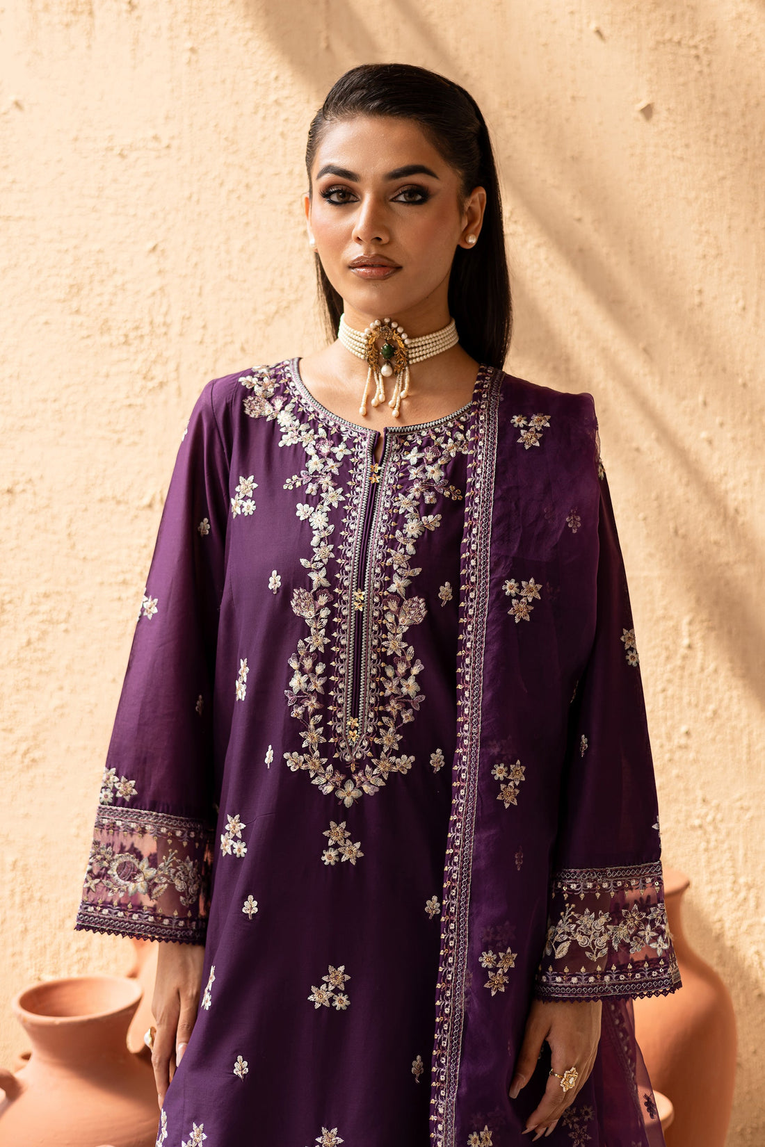 Batik | Nyra Embroidered Summer Solids | Amethyst