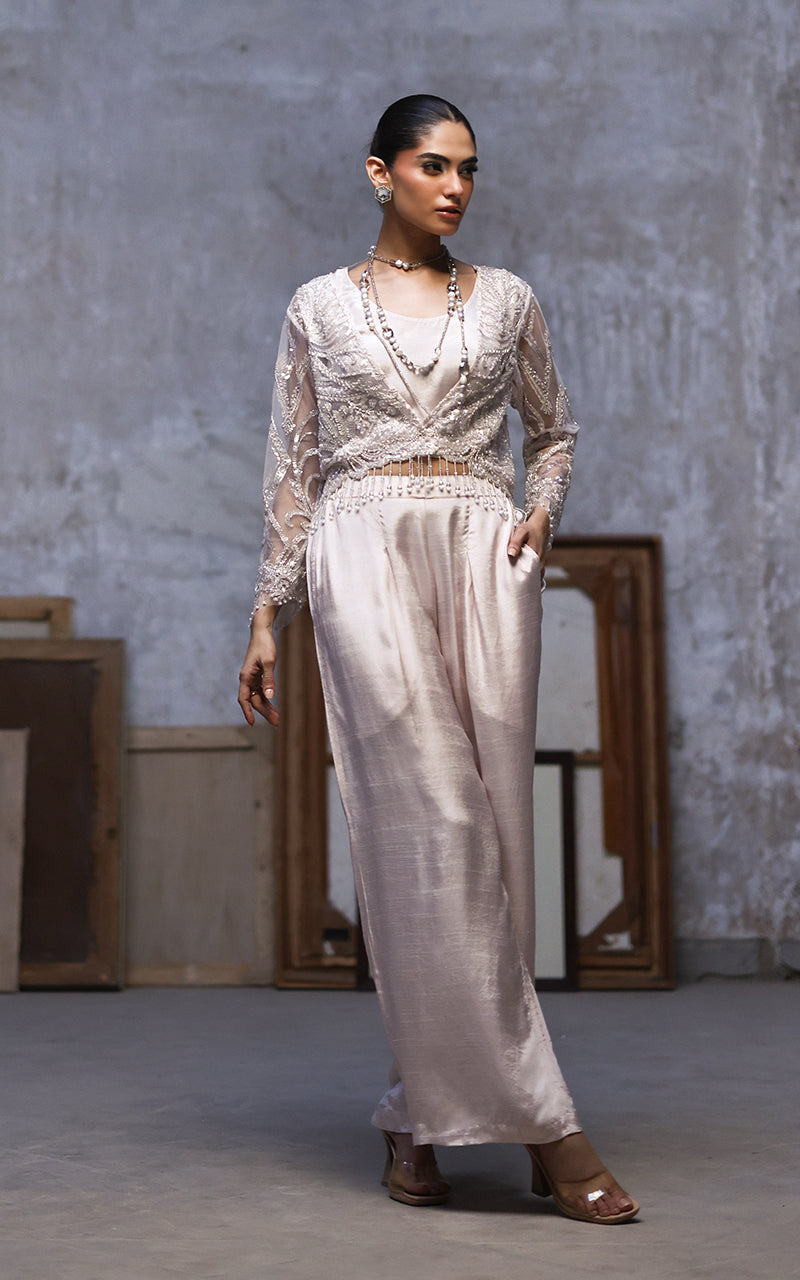 Threads and Motifs | Formal Dresses 25 | Net Embroidered Jacket With Trouser