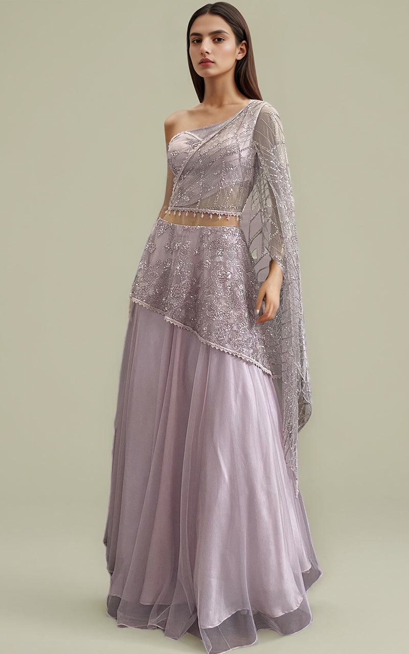 Threads and Motifs | Formal Dresses 25 | Net Embroidered Dress With Skirt