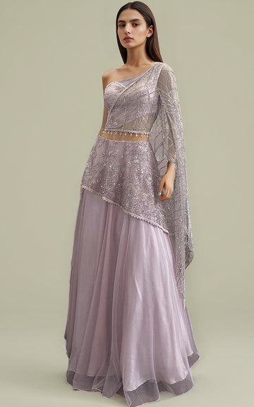 Threads and Motifs | Formal Dresses 25 | Net Embroidered Dress With Skirt