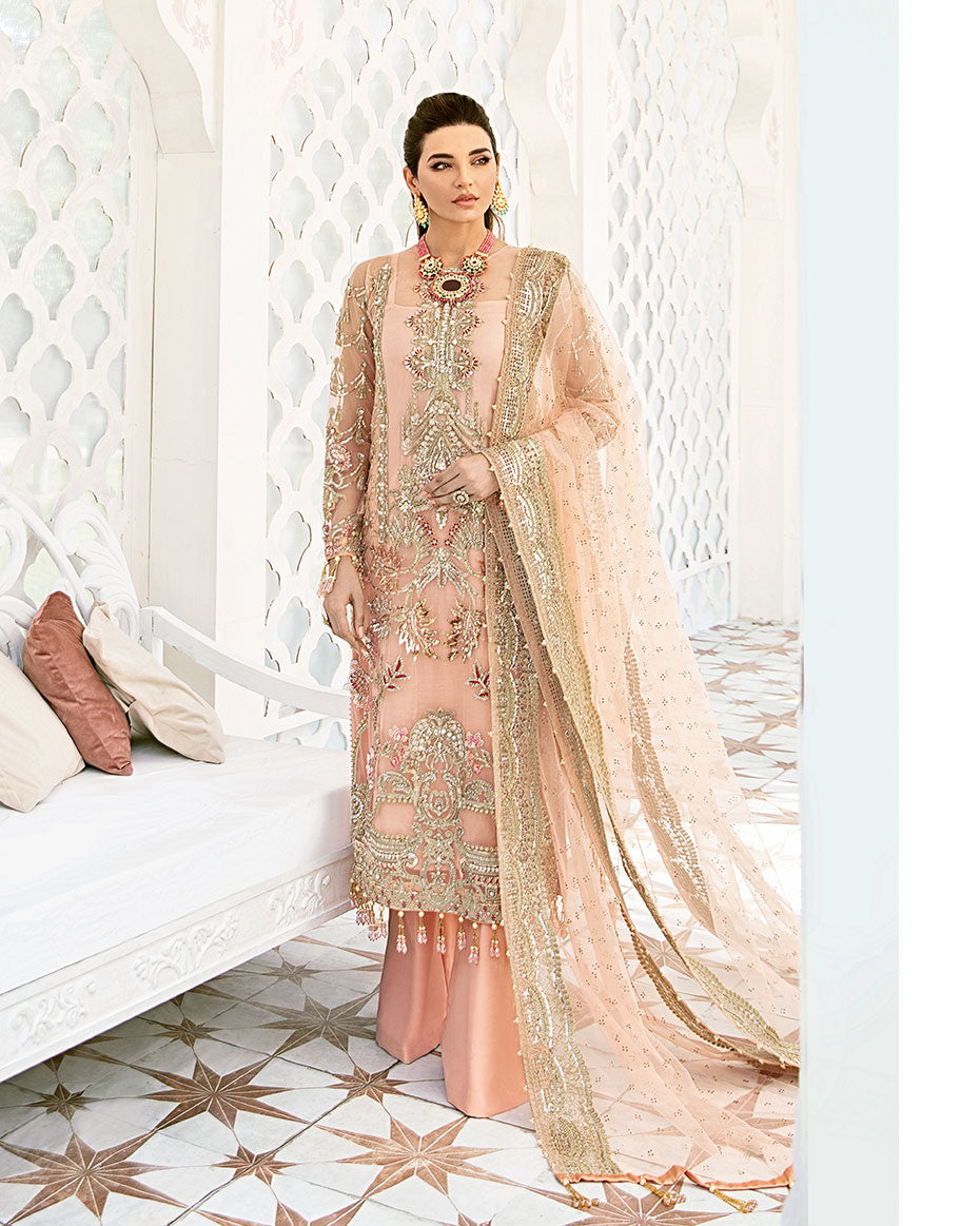 Gulaal | Wedding Formals | VOIR EMBROIDERED NET 3-PIECE SUIT WS-07 - FLEUR DE ROSE WEDDING FORMALS