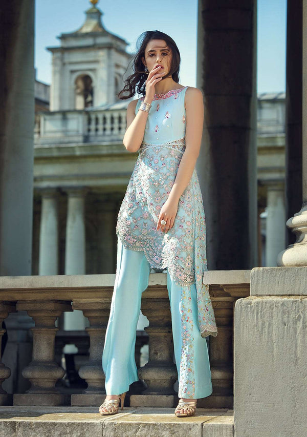 Layla Chatoor | Luxury Pret | Aqua Blue Top