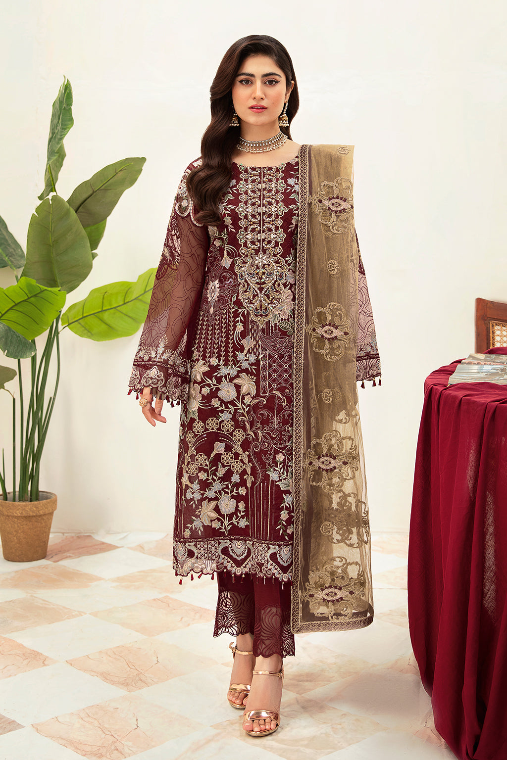 Ramsha | Minhal Organza Collection | M-1003 - Khanumjan  Pakistani Clothes and Designer Dresses in UK, USA 