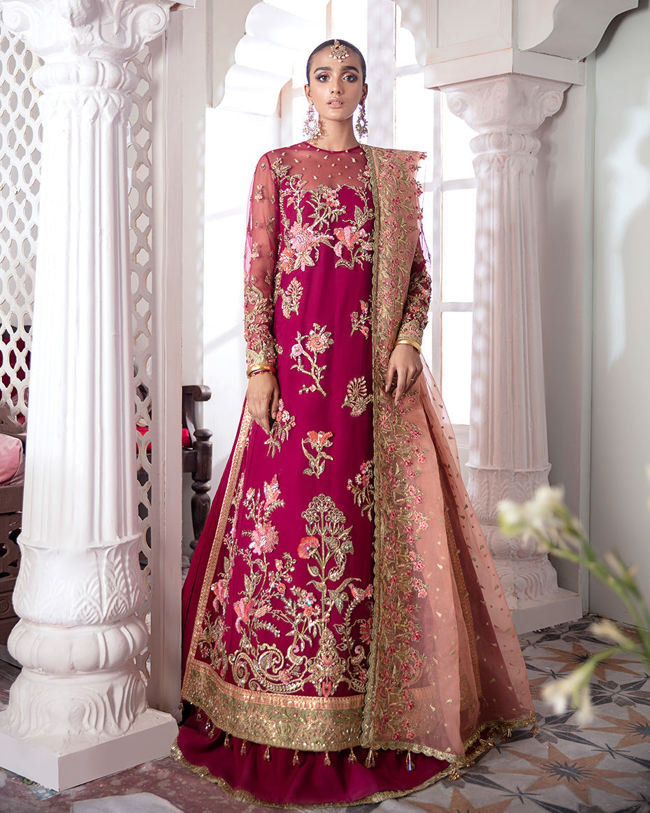 Gulaal | Wedding Formals | CHAMELI EMBROIDERED NET 3-PIECE SUIT WS-10