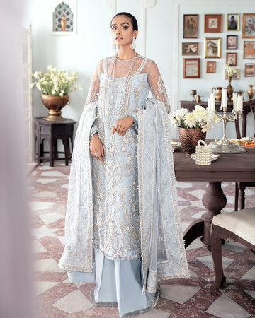 Gulaal | Wedding Formals | SAIKA EMBROIDERED NET 3-PIECE SUIT WS-20