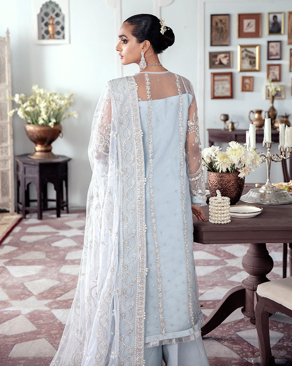 Gulaal | Wedding Formals | SAIKA EMBROIDERED NET 3-PIECE SUIT WS-20