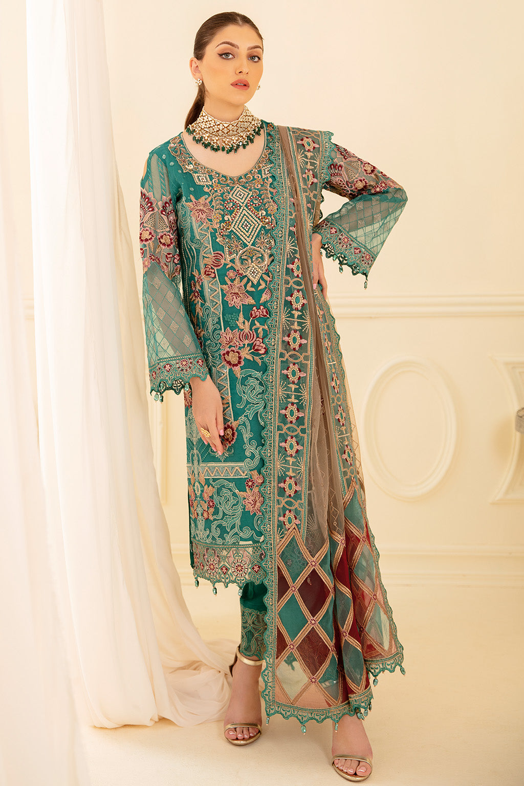 Ramsha | Minhal Organza Collection | M-708 - Khanumjan  Pakistani Clothes and Designer Dresses in UK, USA 