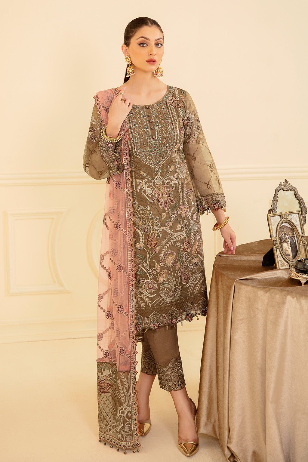 Ramsha | Minhal Organza Collection | M-705 - Khanumjan  Pakistani Clothes and Designer Dresses in UK, USA 