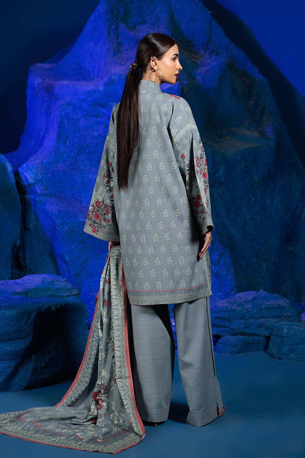 Bonanza Satrangi | Khaddar and Viscose | SILVER BLUE