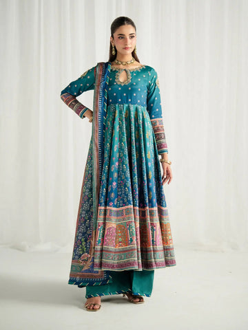 Gulaal | Aira Printed Silk | Azure