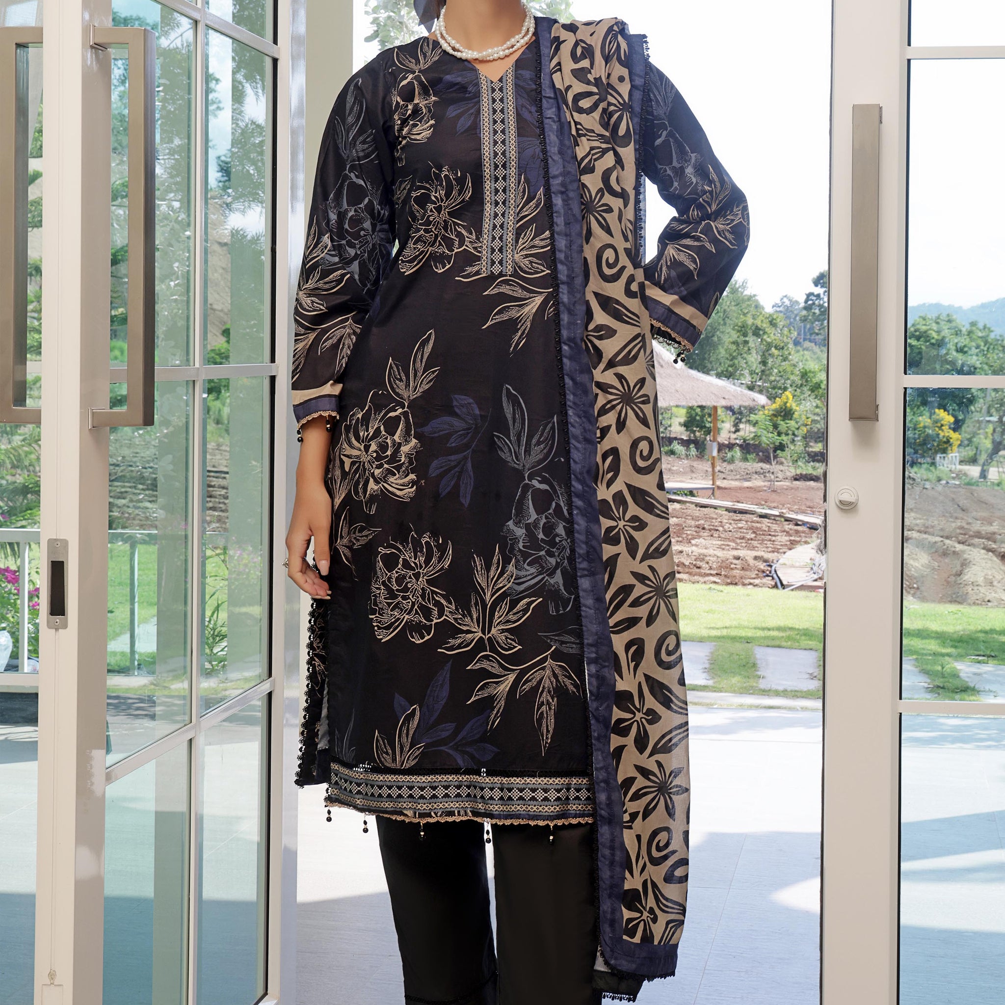 Alzohaib | Digital Printed Cambric | Colors Digital Cambric 3 Piece-CDC-25-02