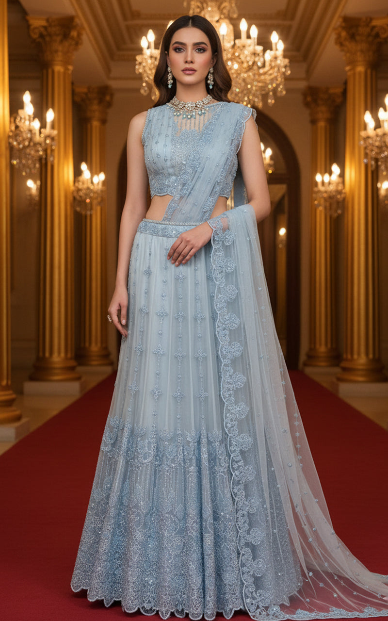 Threads and Motifs | Formal Dresses 25 | Embroidered Blouse With Skirt Saree