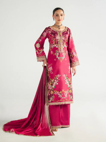 Gulaal | Aira Printed Silk | Garnet Garden