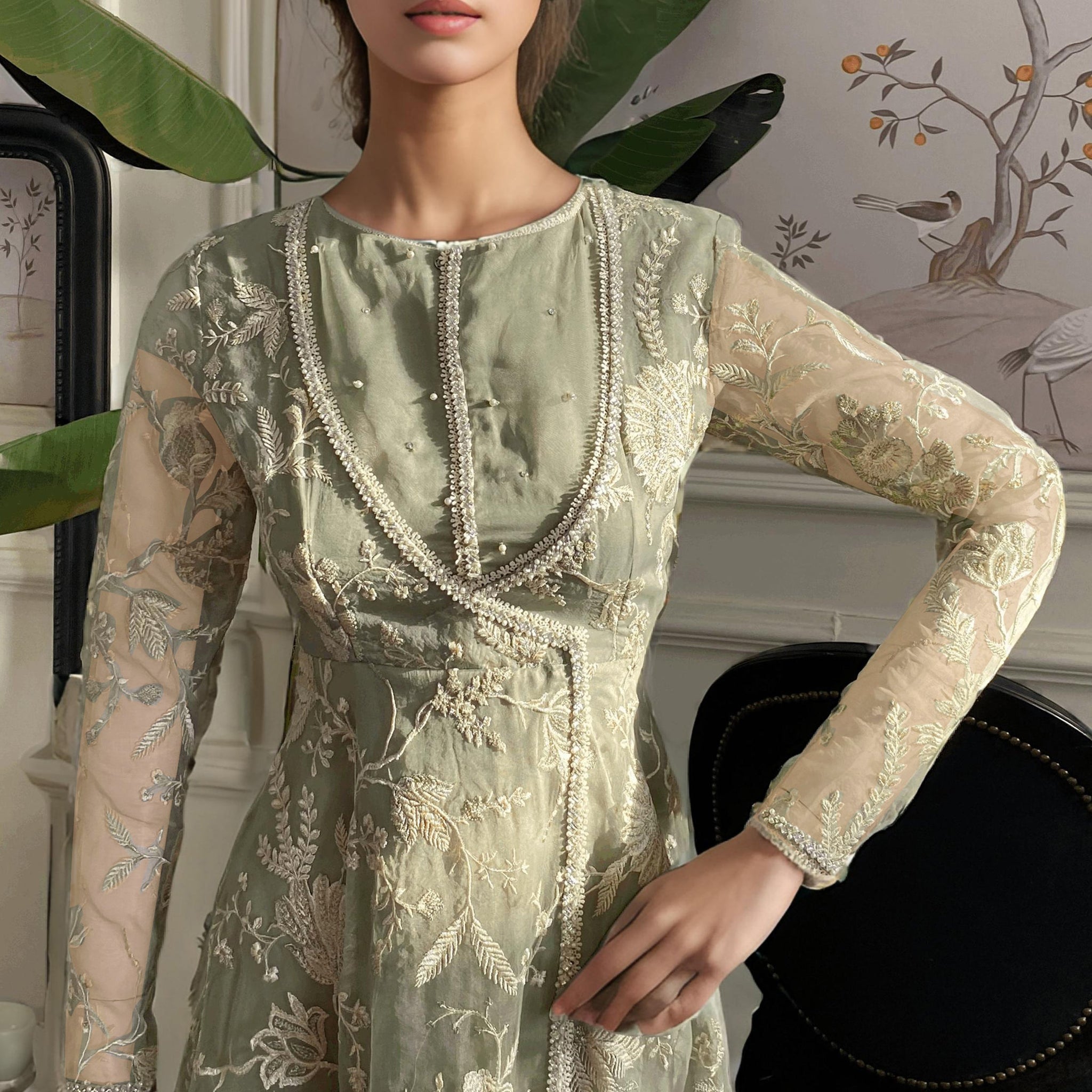 Threads and Motifs | Formal Dresses 25 | Organza Embroidered Angarkha