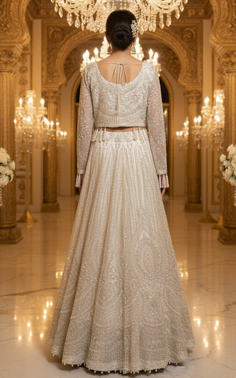 Threads and Motifs | Formal Dresses 25 | Net Embroidered Blouse and Lehenga