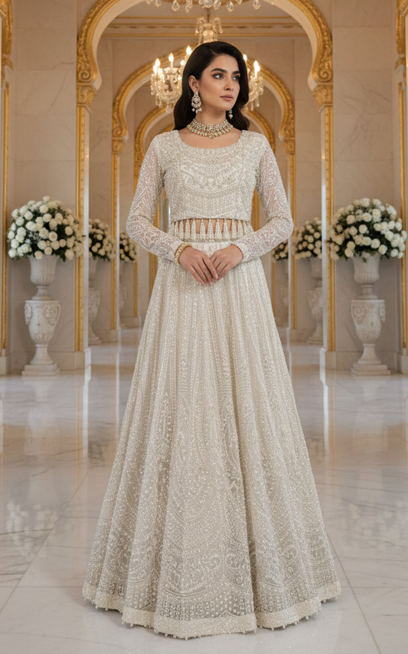 Threads and Motifs | Formal Dresses 25 | Net Embroidered Blouse and Lehenga