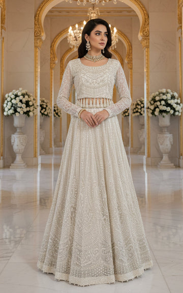 Threads and Motifs | Formal Dresses 25 | Net Embroidered Blouse and Lehenga