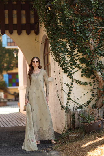 Noor by Saadia Asad | Luxe Chikankari 26 |D7 - B - Warm Gold Sage