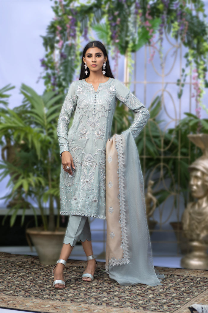 Wahaj M.Khan | Nureh Wedding Formals | Grey Straight Shirt and Pant