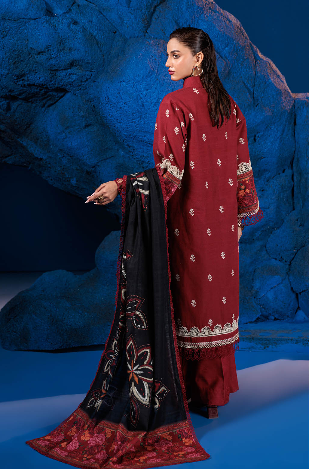 Bonanza Satrangi | Khaddar and Viscose | RASPBERRY