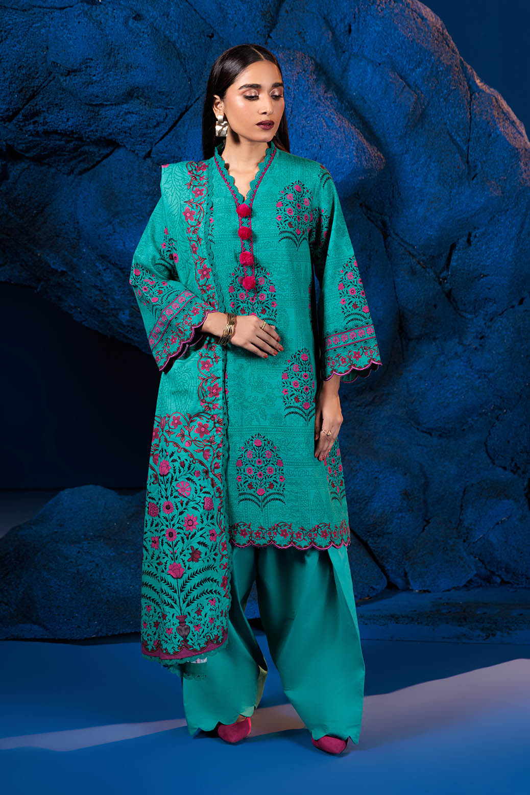 Bonanza Satrangi | Khaddar and Viscose | HAZY GREEN