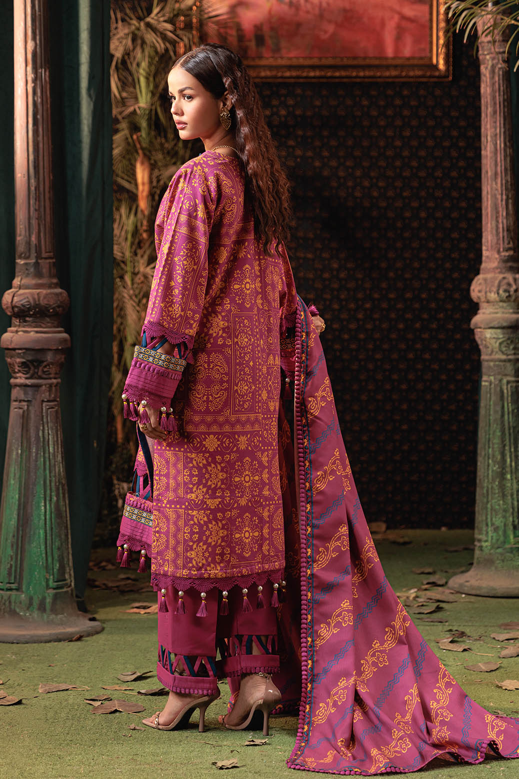 Bonanza Satrangi | Khaddar and Viscose | CERISE MESH