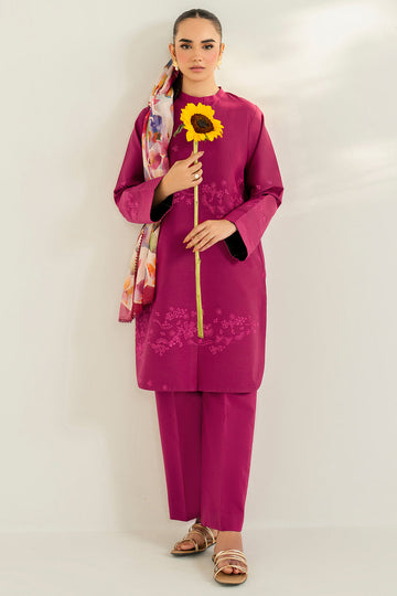 Farasha | Thread Lines Embroidered | Fuchsia Fern