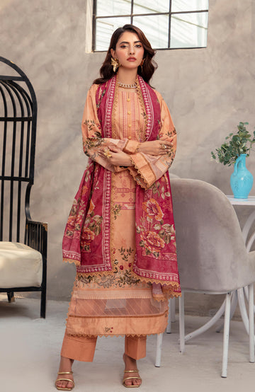 Alzohaib | Digital Printed Cambric | Colors Digital Cambric 3 Piece-CDC-2-25-03