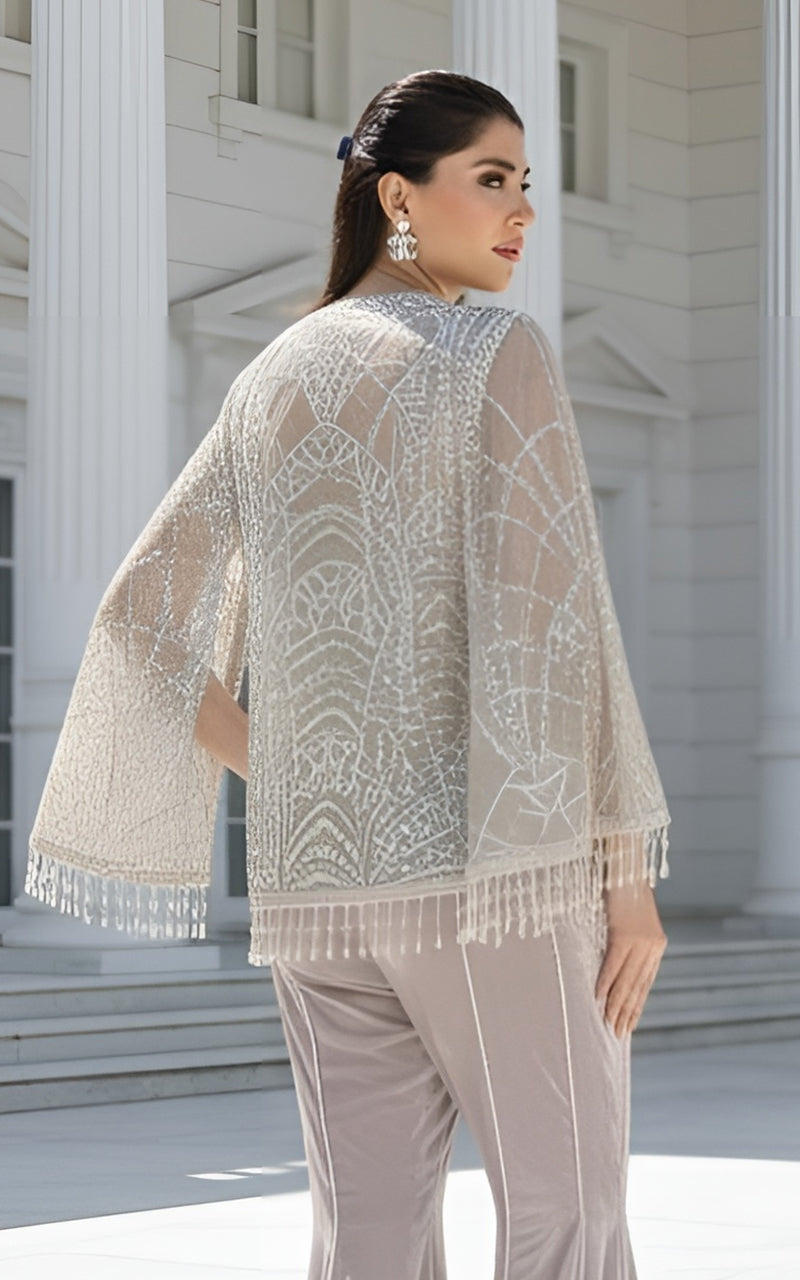 Threads and Motifs | Formal Dresses 25 | Net Embroidered Cape With Blouse