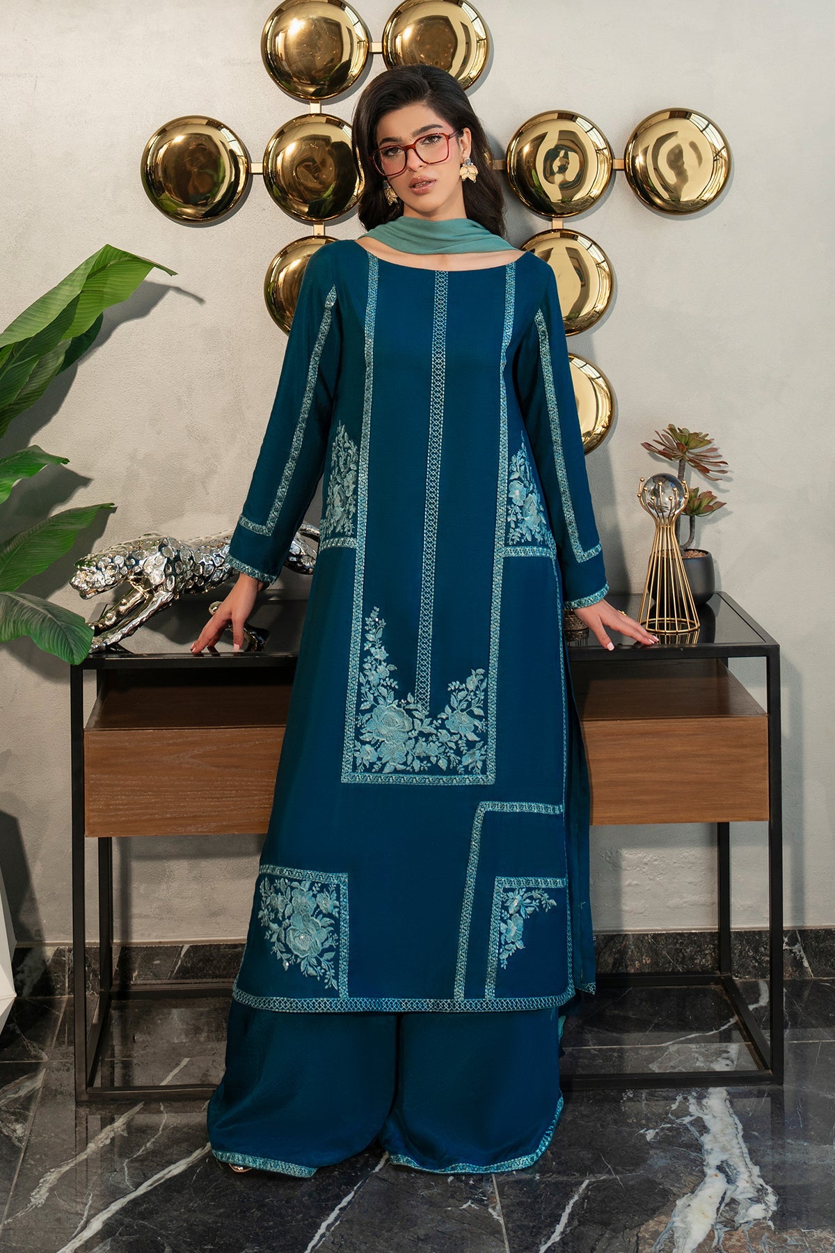 Fahad Hussayn | Lawn Banger | Midnight Teal