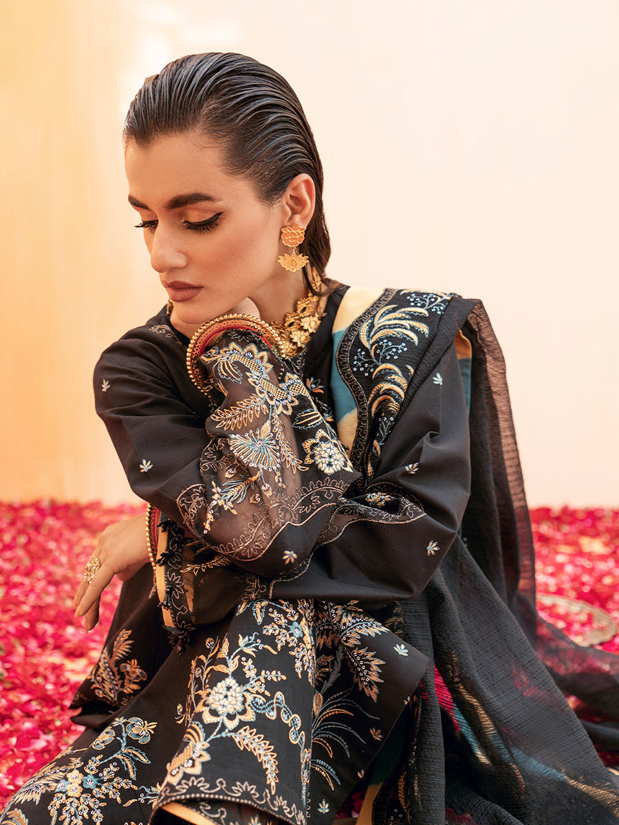 Fozia Khalid | Eid Edit 24 | Jade Black - Khanumjan  Pakistani Clothes and Designer Dresses in UK, USA 