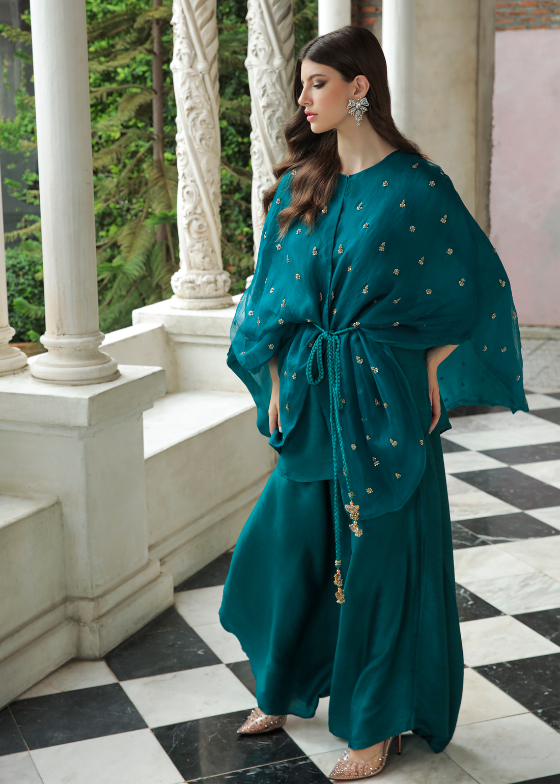 Purple Haze Pret Studio | Apsara Formals | Deep Turquoise Organza Wrap Outfit - Khanumjan  Pakistani Clothes and Designer Dresses in UK, USA 