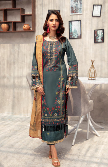 Alzohaib | Digital Printed Cambric | Colors Digital Cambric 3 Piece-CDC-2-25-04