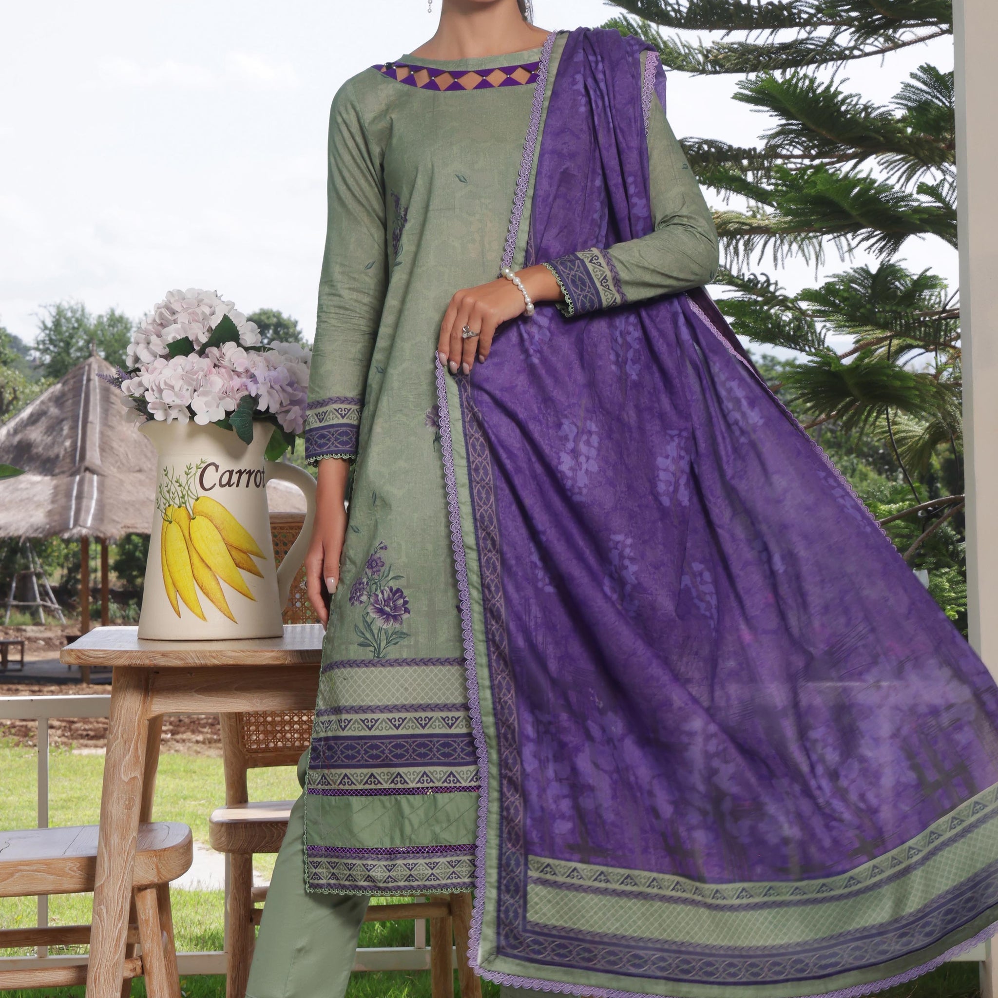 Alzohaib | Digital Printed Cambric | Colors Digital Cambric 3 Piece-CDC-25-04