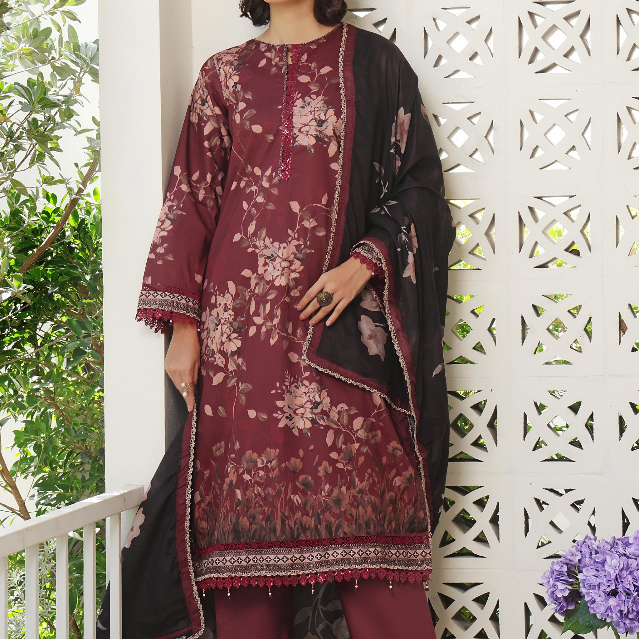 Alzohaib | Digital Printed Cambric | Colors Digital Cambric 3 Piece-CDC-25-05