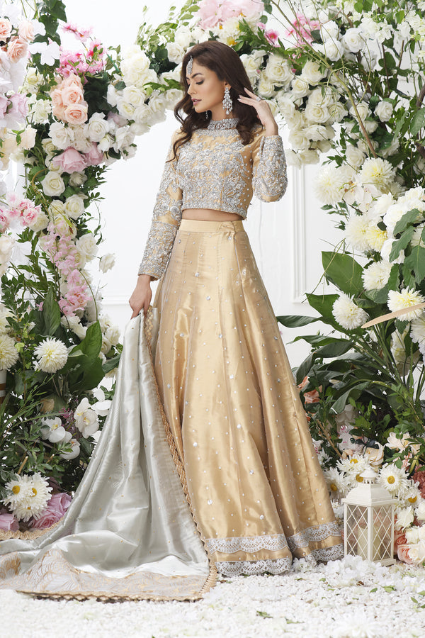 Wahajmkhan | Eden wedding Formals | ANTIQUE GOLD LENGA & CHOLI - Khanumjan  Pakistani Clothes and Designer Dresses in UK, USA 