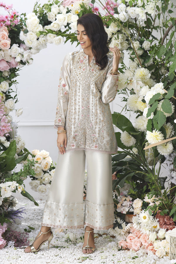 Wahajmkhan | Eden wedding Formals | SILVER SHORT JACKET - Khanumjan  Pakistani Clothes and Designer Dresses in UK, USA 