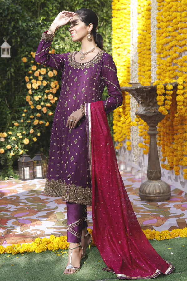 Wahajmbegum | Mehrunnisa Wedding Formals | PURPLE MAGENTA A-LINE OUTFIT - Khanumjan  Pakistani Clothes and Designer Dresses in UK, USA 