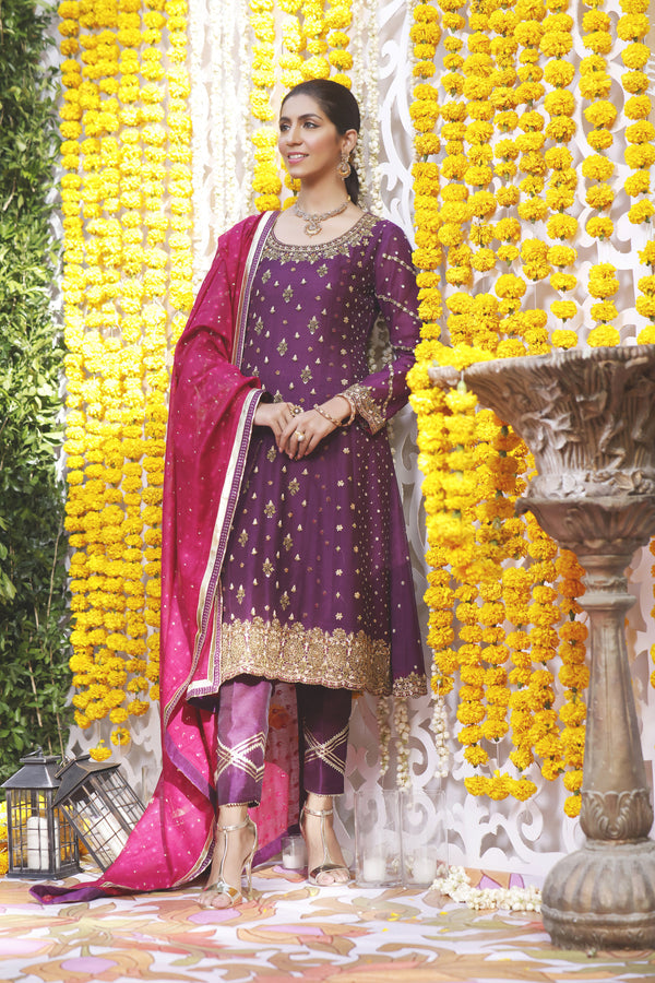 Wahajmbegum | Mehrunnisa Wedding Formals | PURPLE MAGENTA A-LINE OUTFIT - Khanumjan  Pakistani Clothes and Designer Dresses in UK, USA 