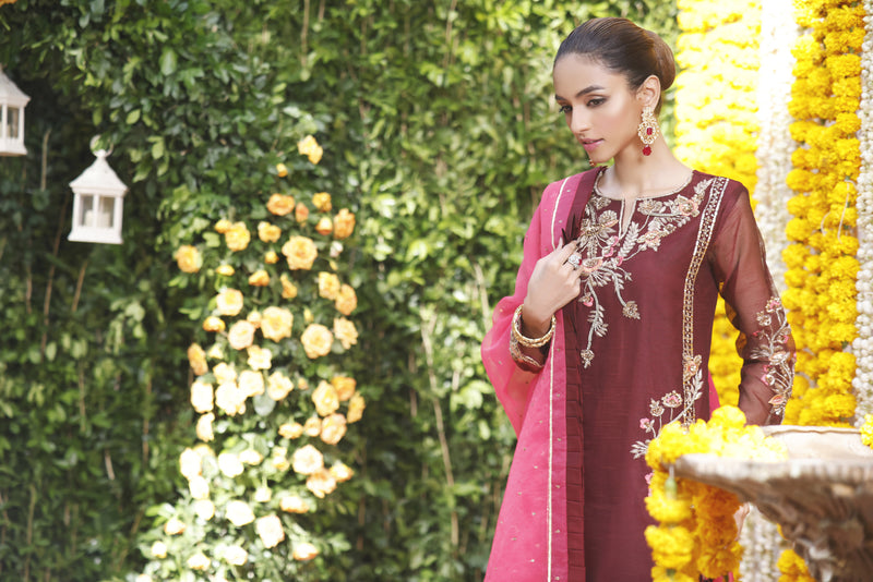 Wahajmbegum | Mehrunnisa Wedding Formals | MAROON BOX SHIRT OUTFIT - Khanumjan  Pakistani Clothes and Designer Dresses in UK, USA 