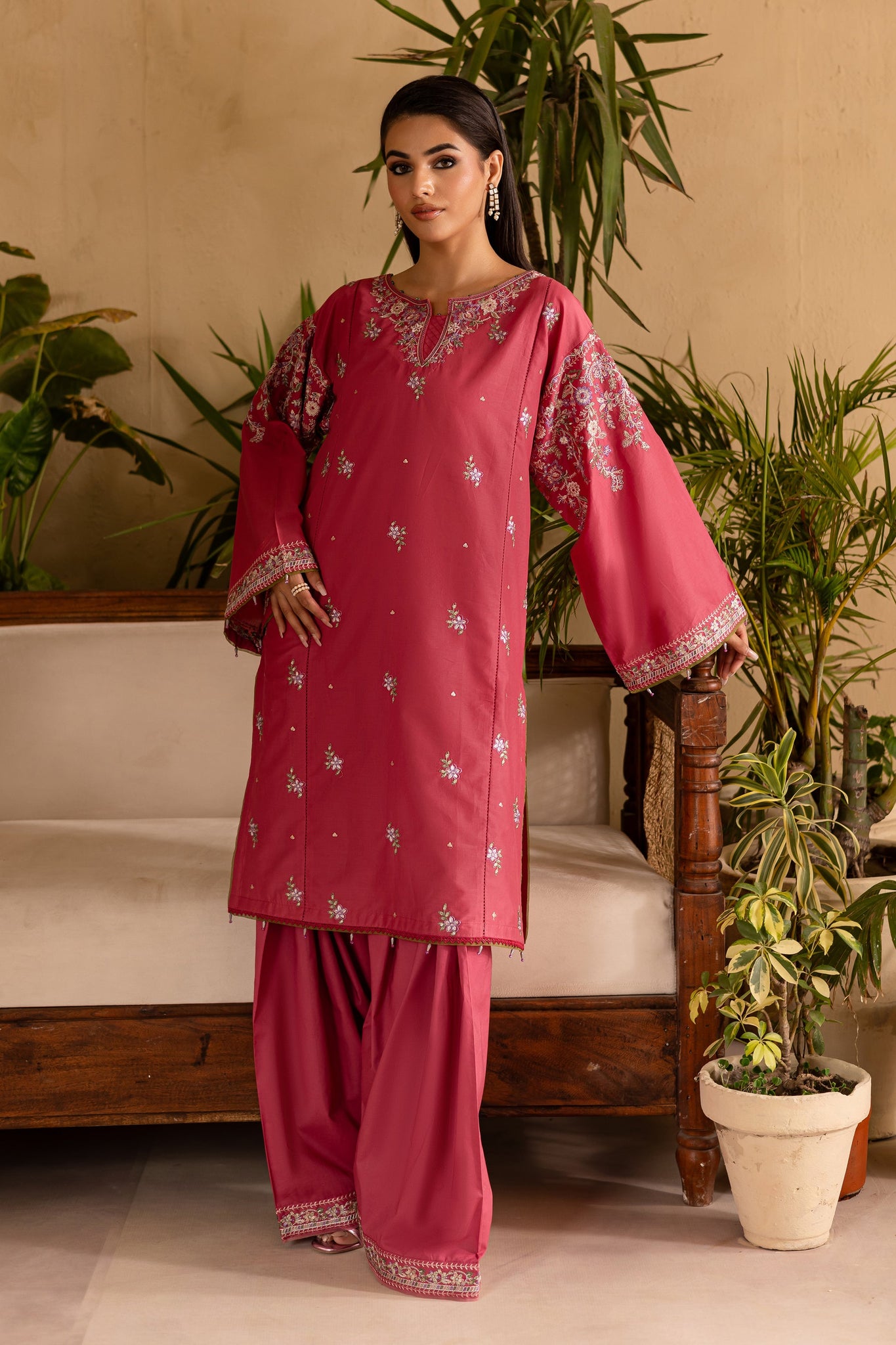 Batik | Nyra Embroidered Summer Solids | Blush