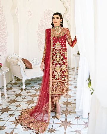 Gulaal | Wedding Formals | Rouge Embroidered Net 3-Piece Suit WS-06