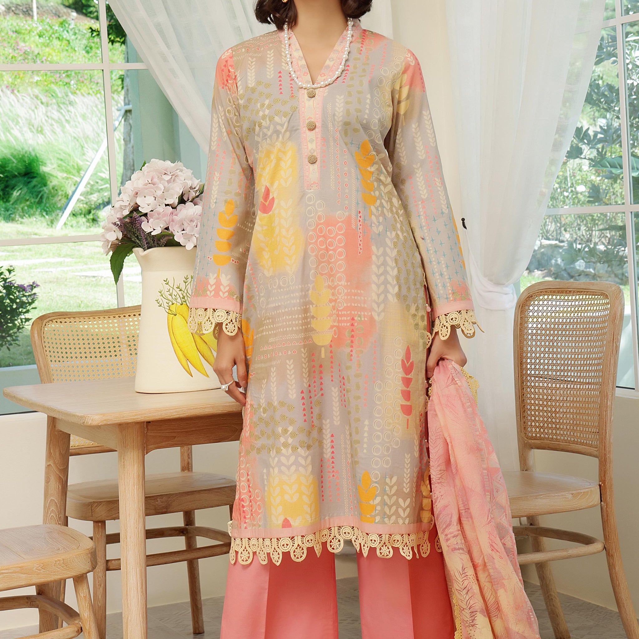 Alzohaib | Digital Printed Cambric | Colors Digital Cambric 3 Piece-CDC-25-06