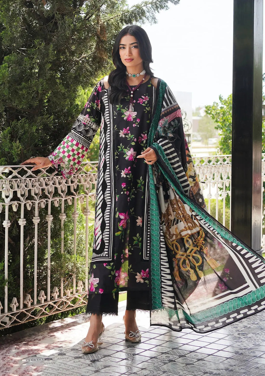 Elaf Premium | Printed Collection 24 | EEP-02A - Dark Floral - Khanumjan  Pakistani Clothes and Designer Dresses in UK, USA 