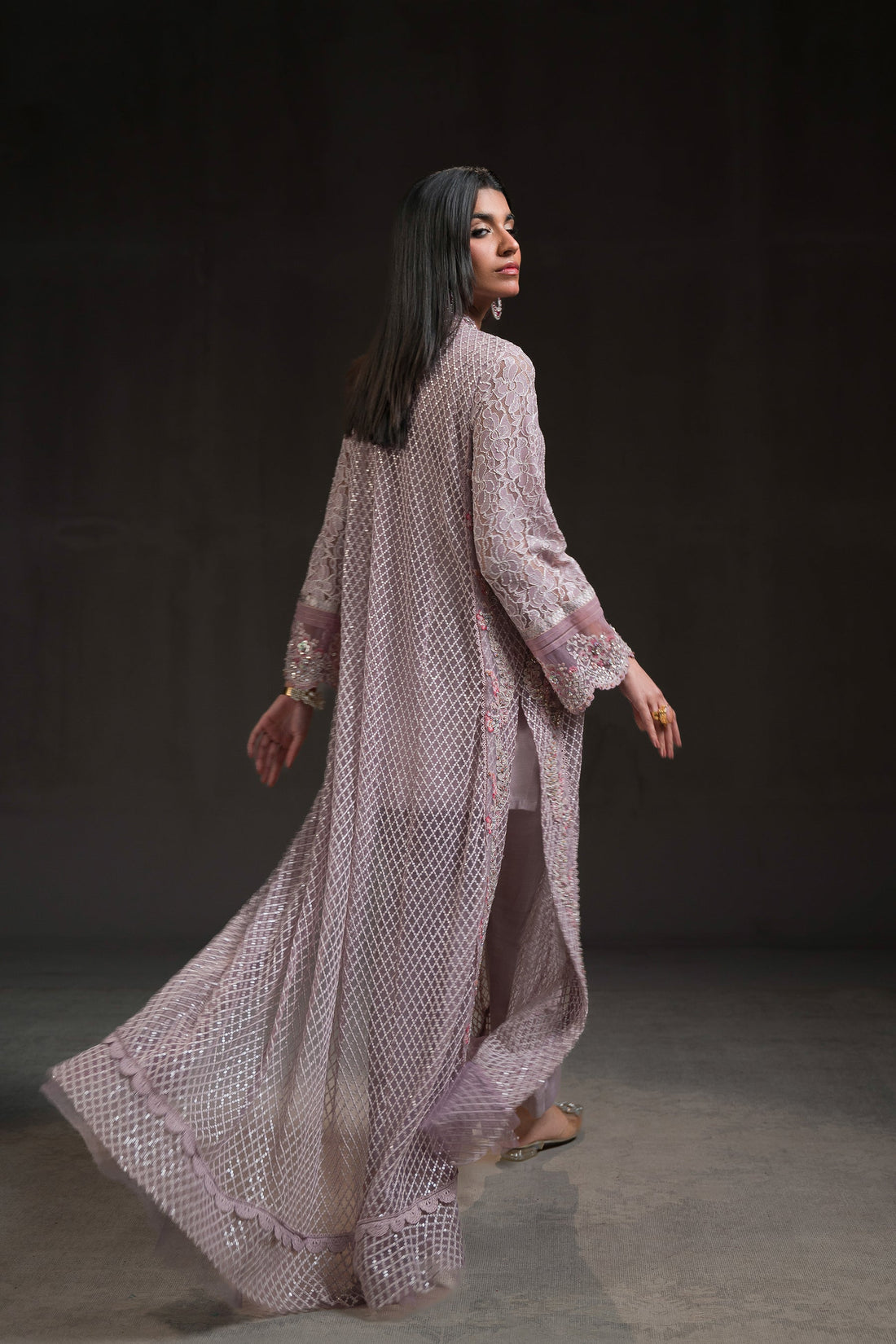 Ammara Khan | Glitz Luxury Pret 24 | FLOWY LAVENDER LONG SHIRT (D-01)