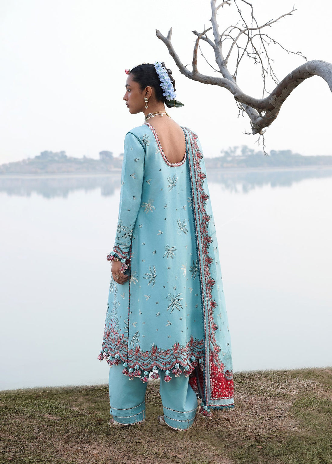 hussain rehar sky blue dress Exquisite Ice Blue Net Peshwas Bridal Dress