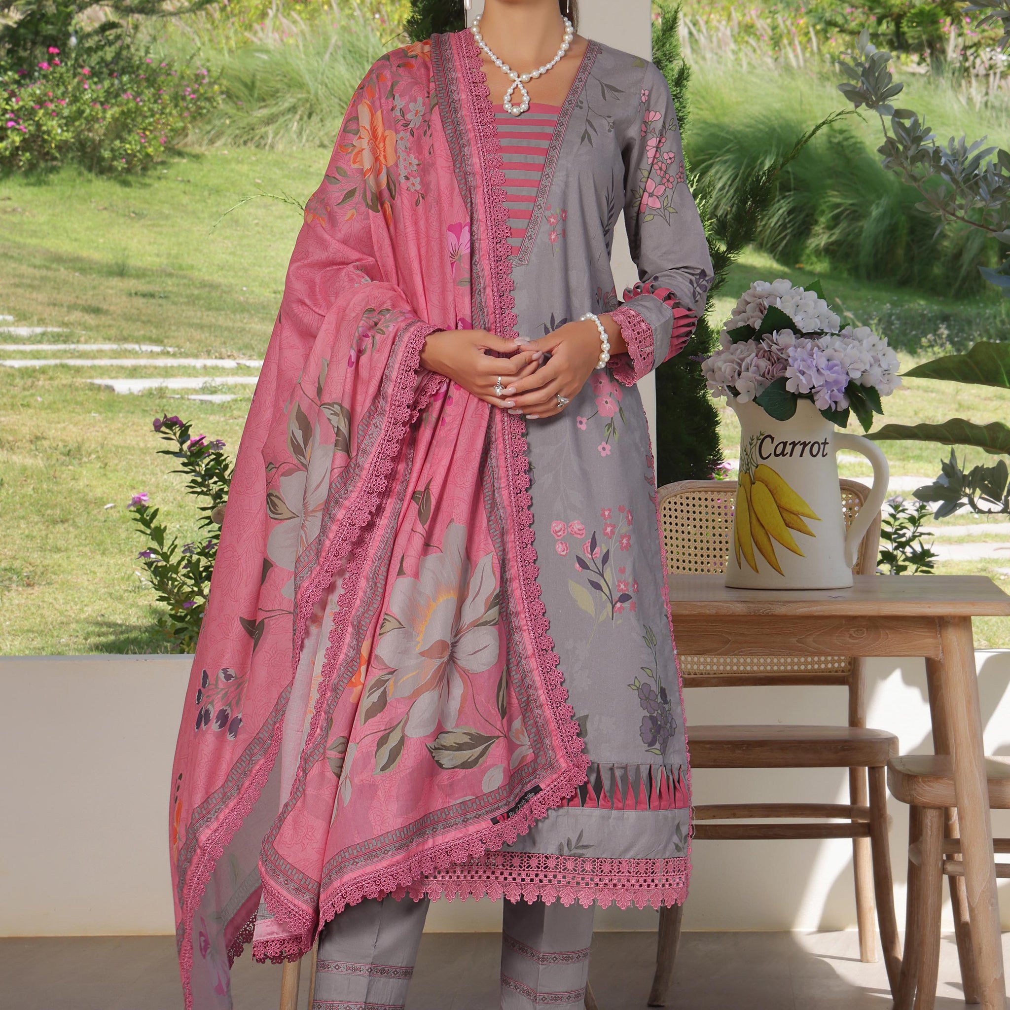 Alzohaib | Digital Printed Cambric | Colors Digital Cambric 3 Piece-CDC-25-07