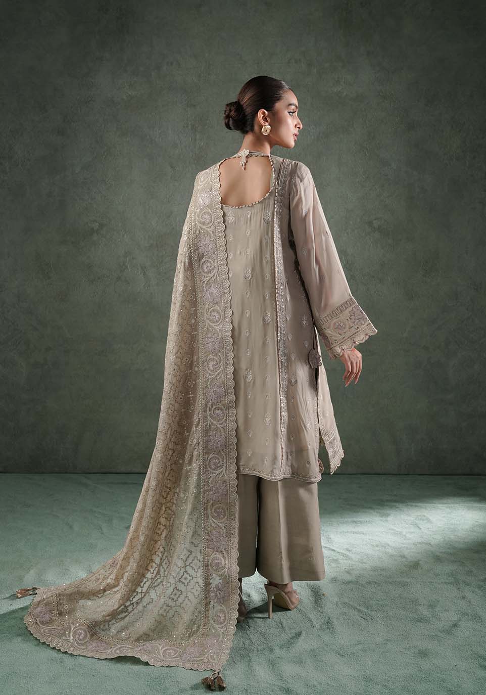 Zarqash | Lakhnawi Festive Chiffon 24 |  QL 007A HAZEL